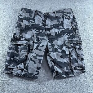 Levi Camo Cargo Shorts Mens 34 White Black Gray Pockets‎ Outdoors Canvas